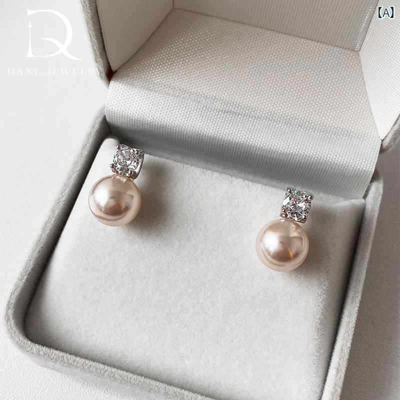 ピンクパールイヤリング 2024年 プリンセス スタイル ホット Shijia パールイヤリング 軽量 高級 スタ..