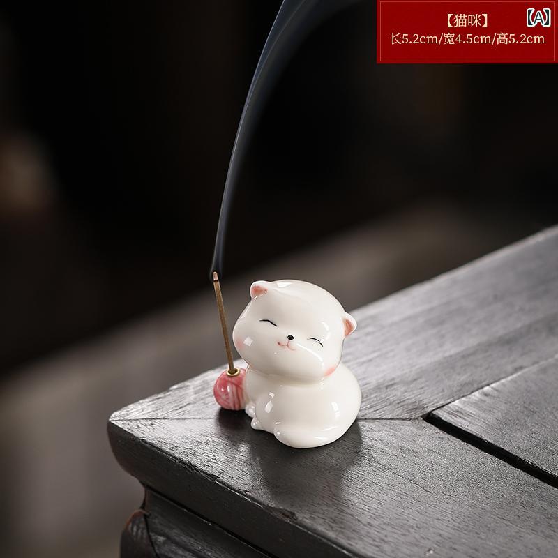 香立て 線香 ベース かわいい 子猫 香 立て 香炉 家庭用 屋内 白檀 沈香 茶道