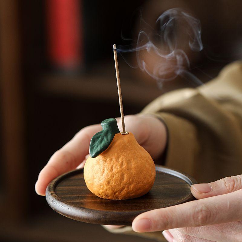 香立て な 醜い オレンジ色の ライン 香炉 家庭用 屋内 禅茶室 ベース 茶 卓 装飾 アロマセラピー バー..