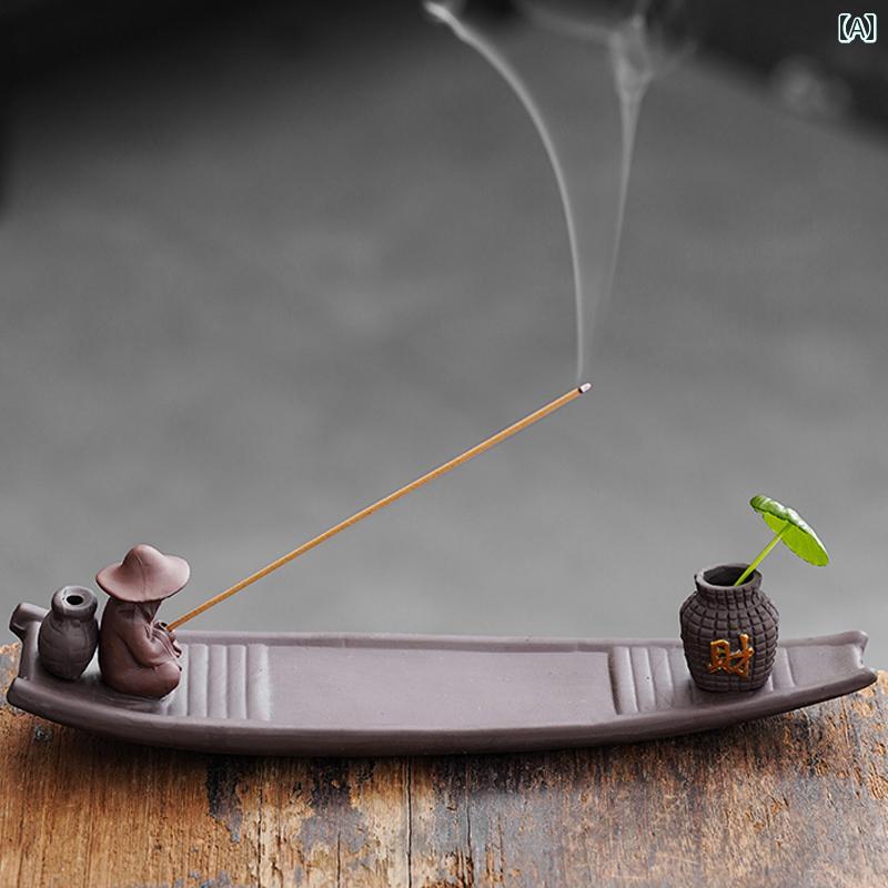 香立て 老人 釣り 香 挿入 線 香炉 沈香 白檀 オフィス よもぎ ホルダー ベース 茶道 ホーム 装飾品