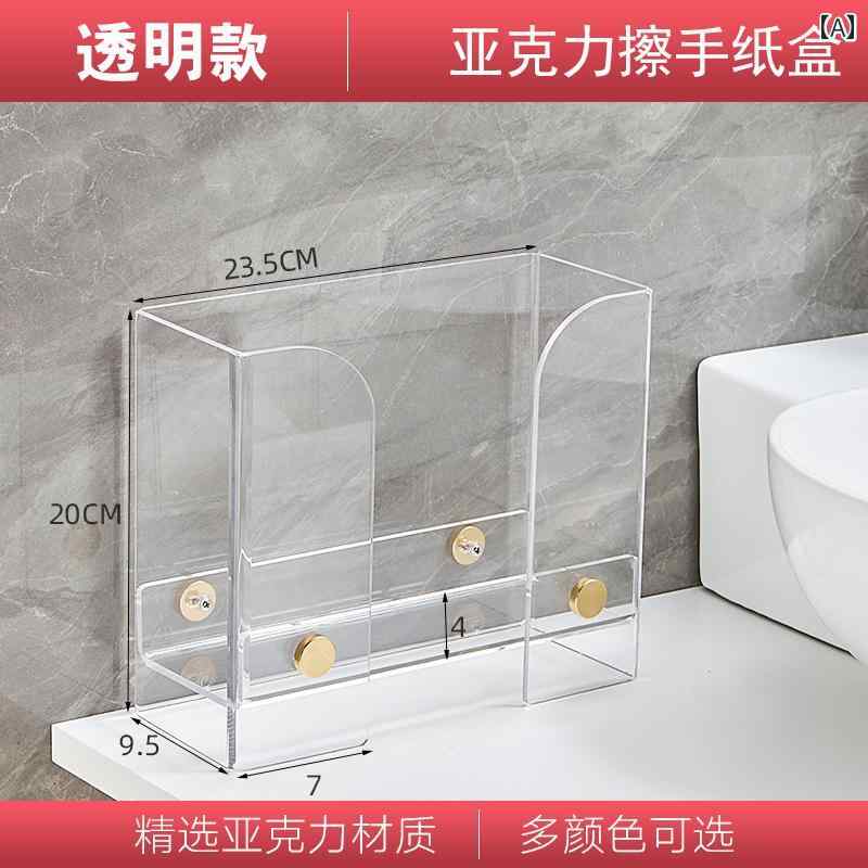 壁掛け トイレットペーパーホルダー キッチンと バス ルーム用の アクリル製 カウンター トップ ペーパー タオル ホルダー 卓上 ティッシュ ボックス。