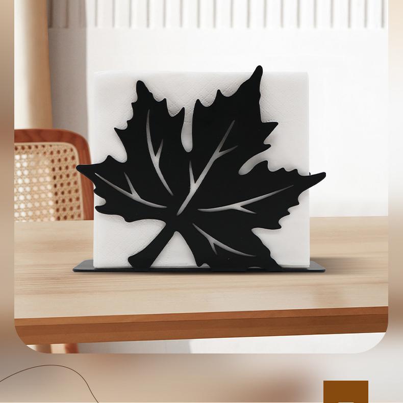壁掛け トイレットペーパーホルダー メープルリーフ シルエット ナプキンホルダー 耐久性の ある 鉄製 ..