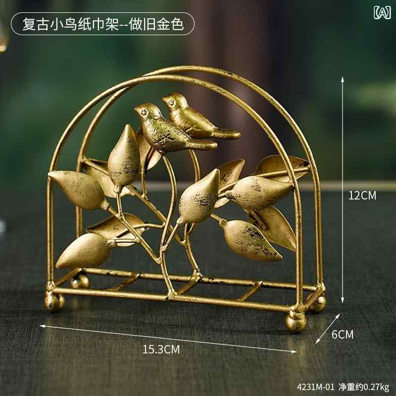 壁掛け トイレットペーパーホルダー レトロ ライト 高級 バーディー アイアン ペーパー タオルホルダー レストラン ホテル 卓上 ナプキンホルダー 装飾 カウンター トップ