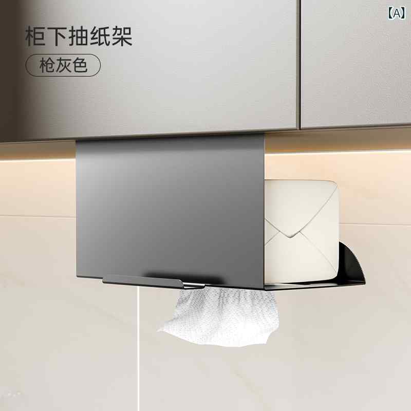 壁掛け トイレットペーパーホルダー 壁 キャビネットの 下に 逆さまの キッチン ティッシュ ボックス ..