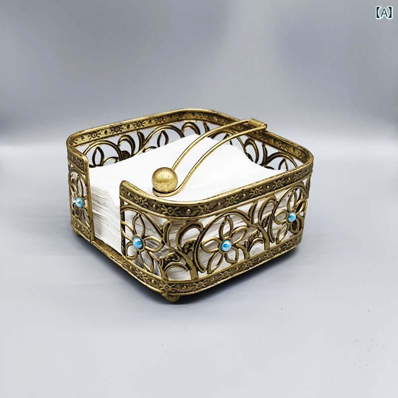 壁掛け トイレットペーパーホルダー アメリカン レトロ 正方形の ペーパー タオル ボックス 鉄製の 卓上 ナプキンホルダーな 収納。