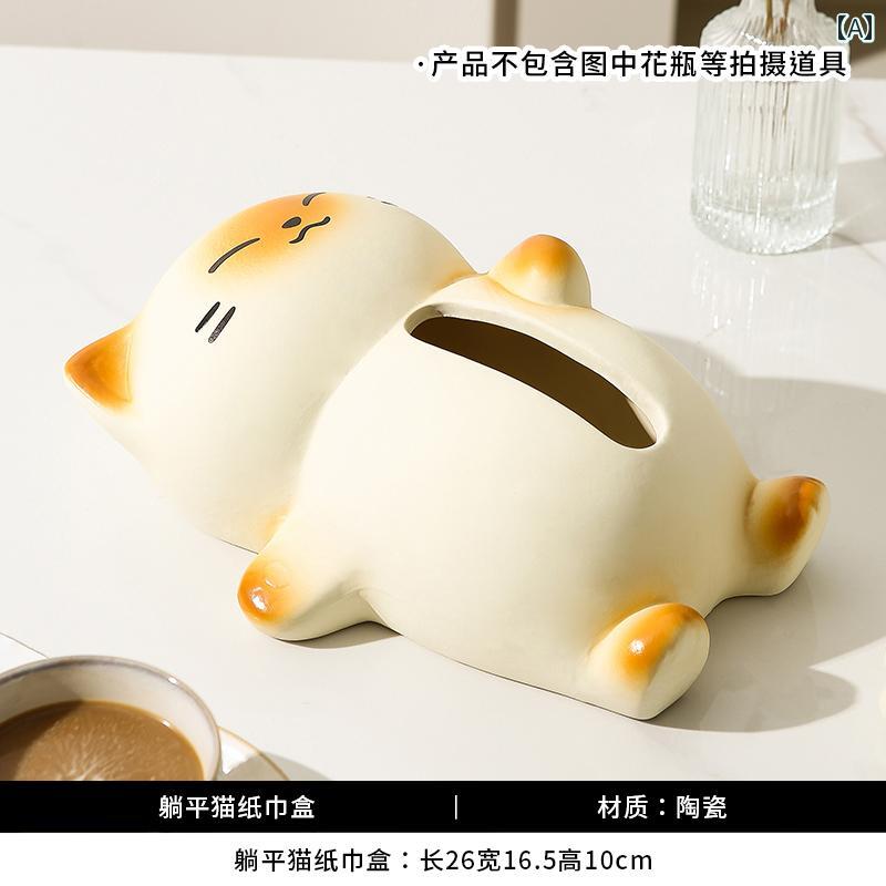 壁掛け トイレットペーパーホルダー 平らに 横たわる 猫の ティッシュ ボックス ナプキン 家庭用 リビ..