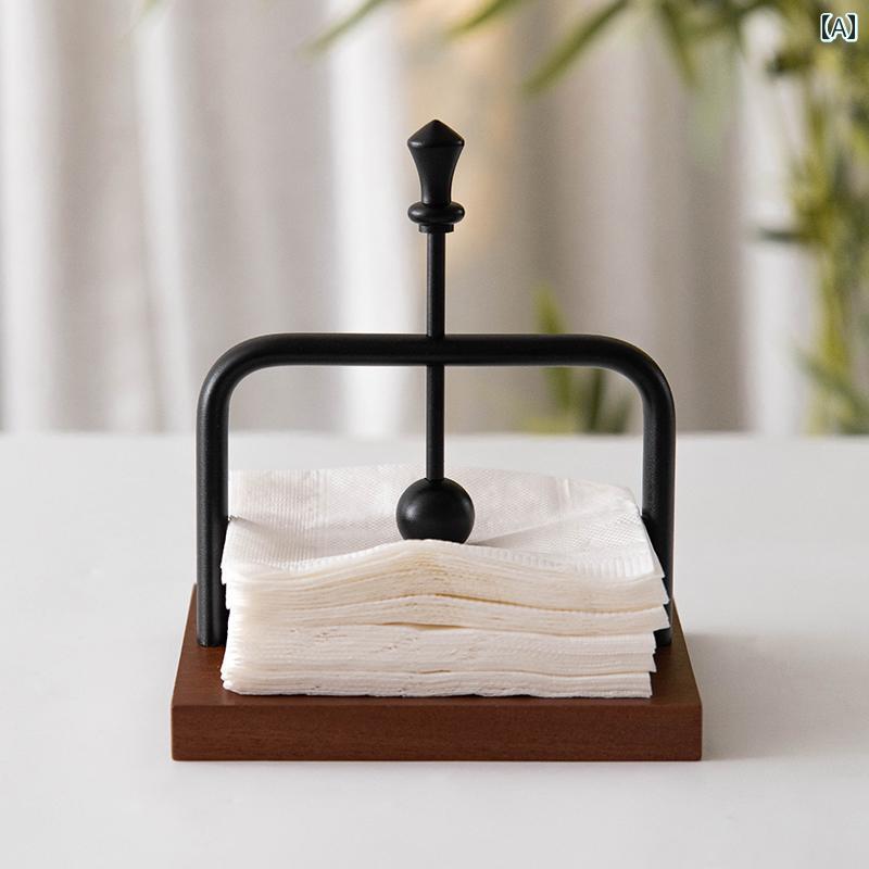 壁掛け トイレットペーパーホルダー ウォールナット 無垢材の レトロ スクエア型 ペーパー タオルホルダー レストラン ホテル シンプル な デスク トップ 収納 オーナメント