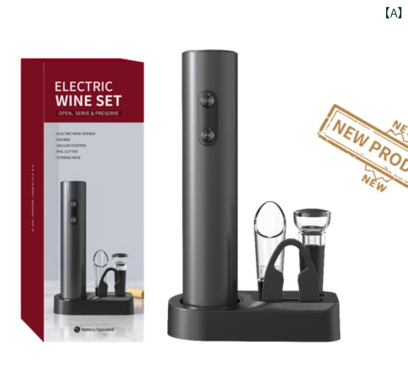 ワインオープナー ギフト セット 9 ピース レザー ボックス 木箱 ウサギの 形を した ワイン パーティーや ギフトに 最適です。