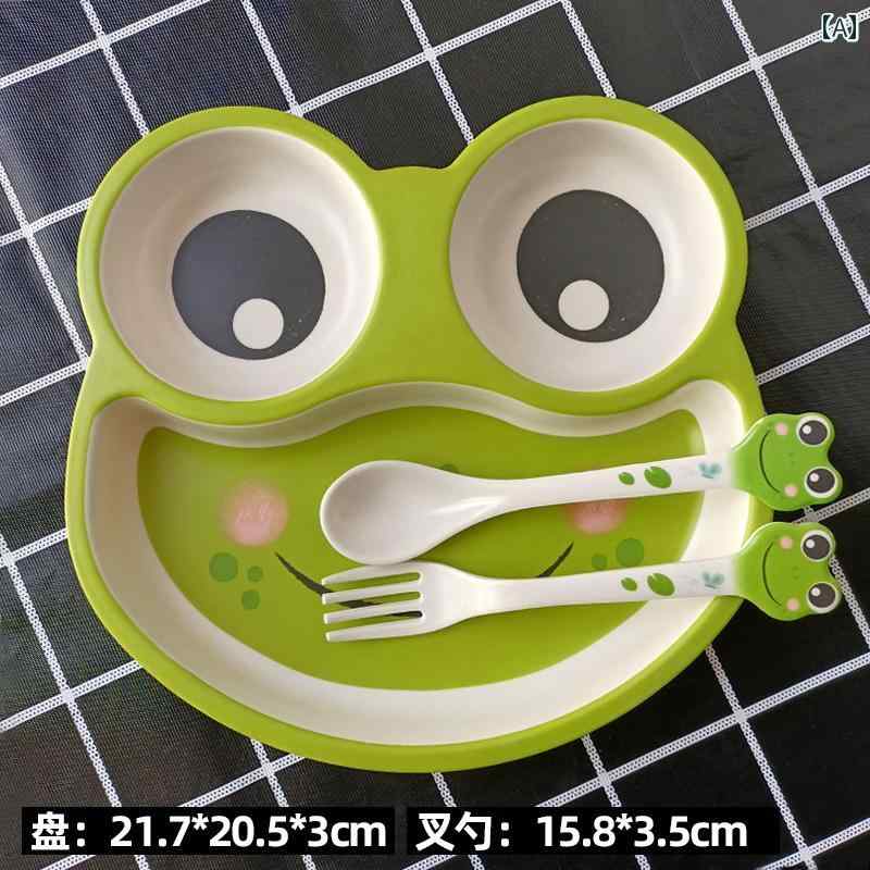 ベビーフードトレイ ヒルズ レストランの ベビー 食器 かわいい 男の子と 女の子 ディナー プレート フォーク スプーン 子供用 フード ウサギ カエルの