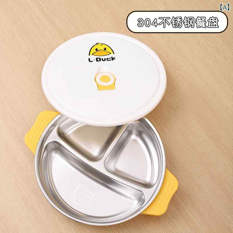 ベビーフードトレイ 吸着 コンパートメントと 蓋 付き ベビーミール プレート 316 ステンレスの 男の子..