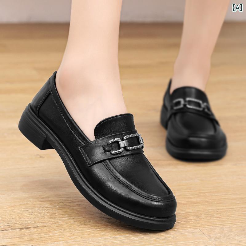 厚底ローファー レディース ホテル 作業 靴 レディース 厚底 ソフト ソール キッチン 耐 油 滑り止め ..