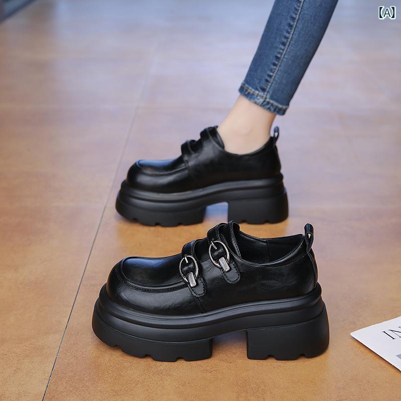 厚底ローファー レディース ローファー レディースシューズ 2025 春秋 厚底 プラットフォーム ケーキ ..