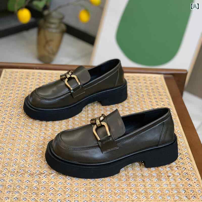 厚底ローファー レディース ローファー レディース 厚底 レザーシューズ 春秋 スリッポン シューズ 英..