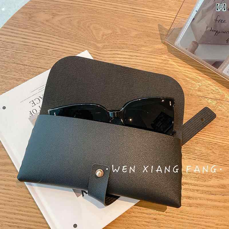 メガネ 収納バッグ レトロ 文学 シンプル メガネ バッグ ソフトレザー ケース イン ガール ポータブル ..