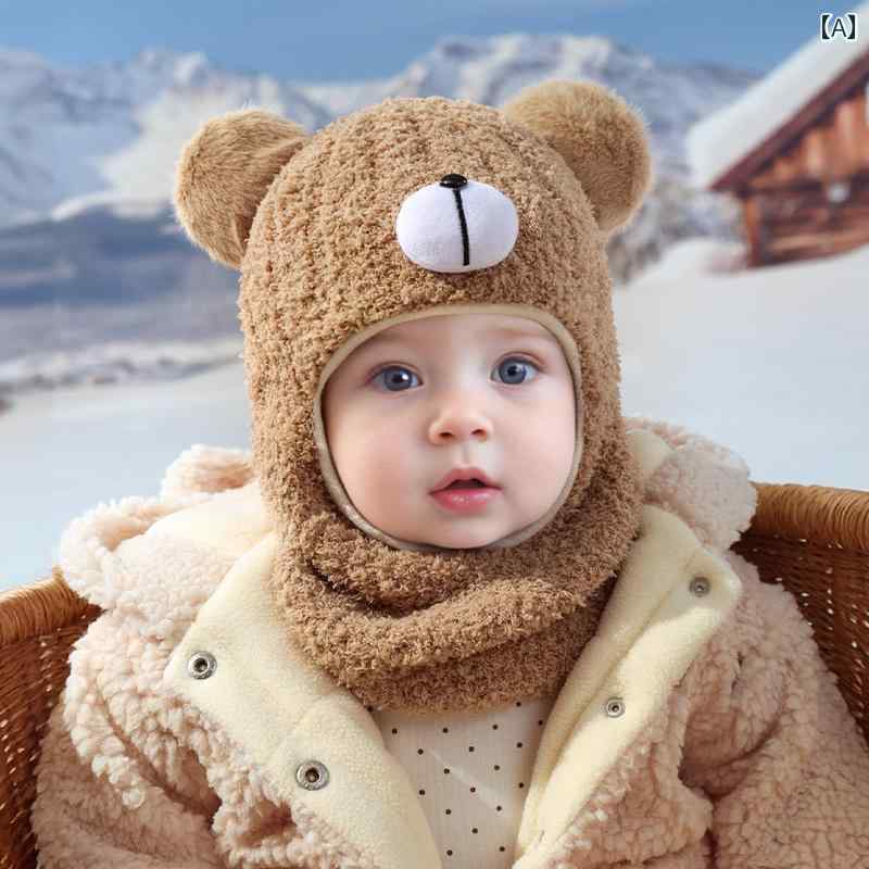 ベビー帽子 秋冬 ベビー 帽子 スカーフ マスク 秋冬用 男の子用 ウール 女の子用 ベルベット 子供用 耳..