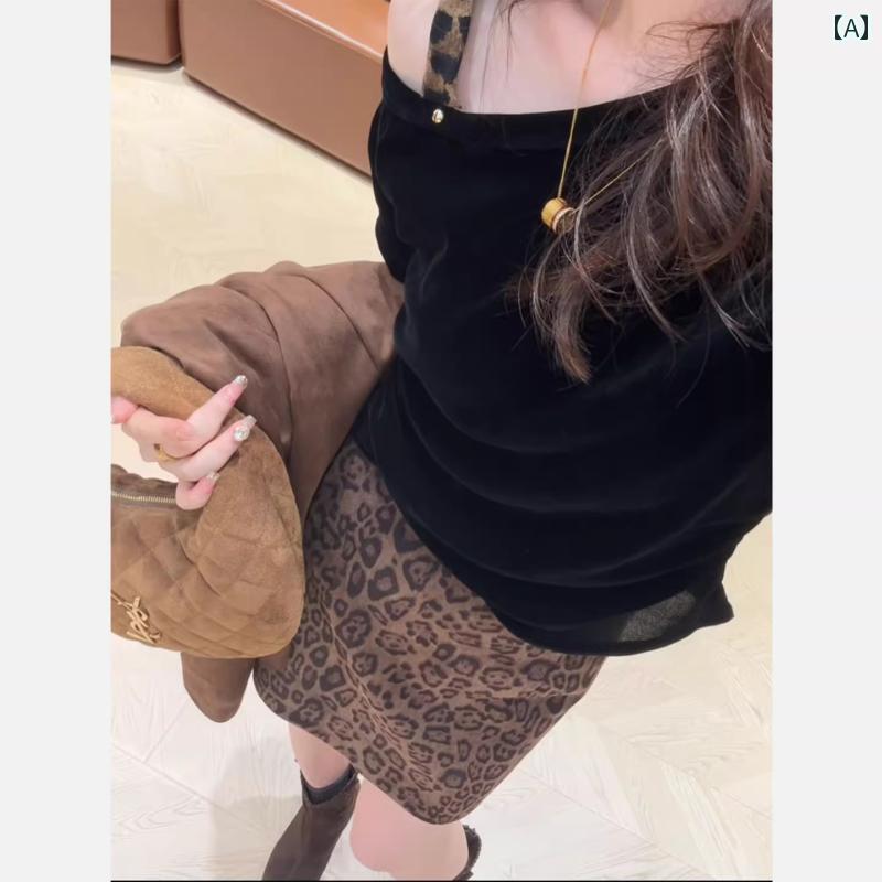 ハイウエストヒョウ柄スカート レトロ ヒョウ 柄 スカート レディース 2025秋 大きいサイズ mm ハイウエスト スリム セクシー ヒップ aライン ショート
