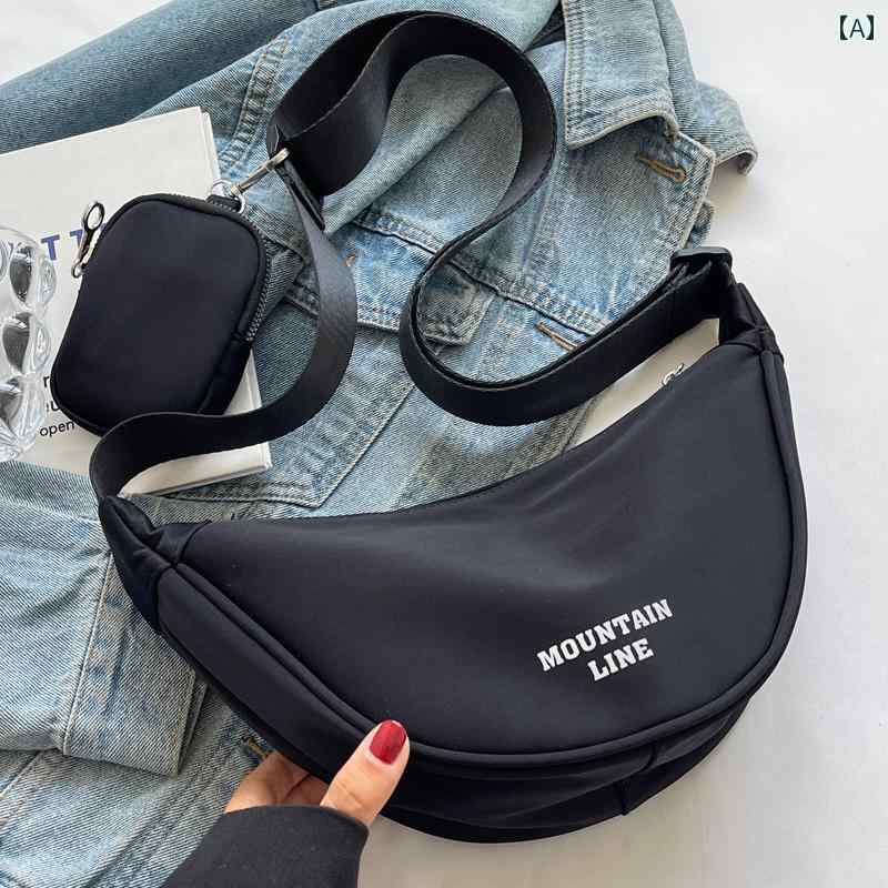 ショルダーメッセンジャーバッグ バッグ 2025 女性用 三日月 形 クロス ボディ ダンプ リング オックスフォード 布 カジュアル ブロードバンド ハイエンド キャンバス(4)