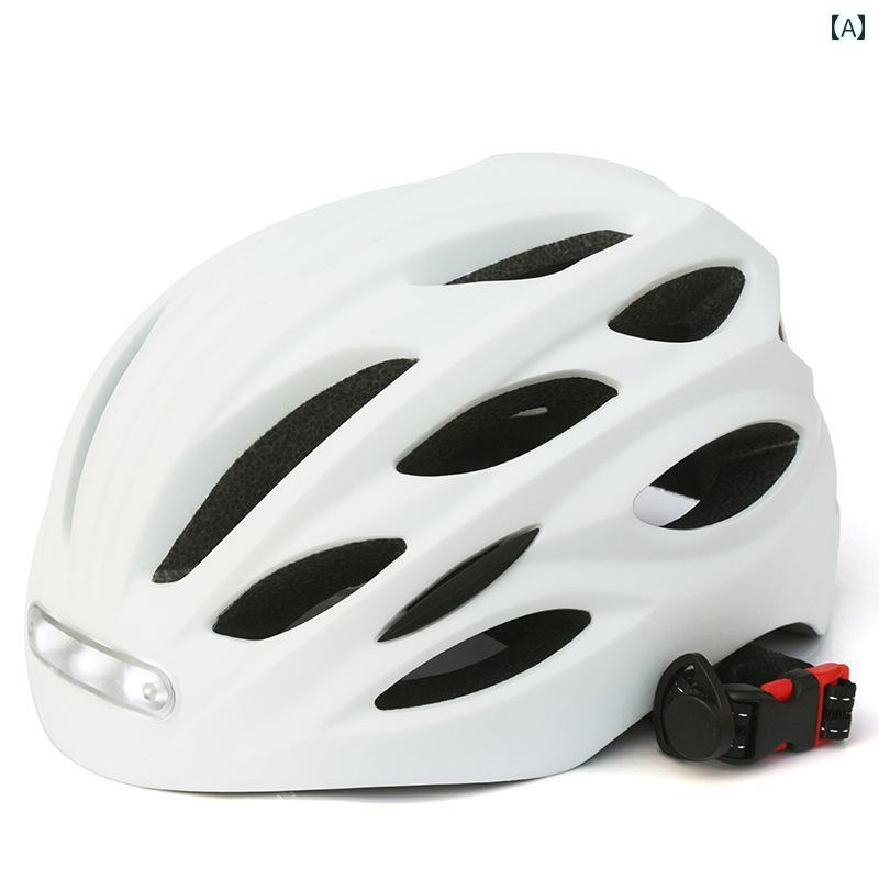 子供用 サイクリングヘルメット 照明 警告 LED ライト 付き ワンピース サイクリング 自転車 ロード バ..