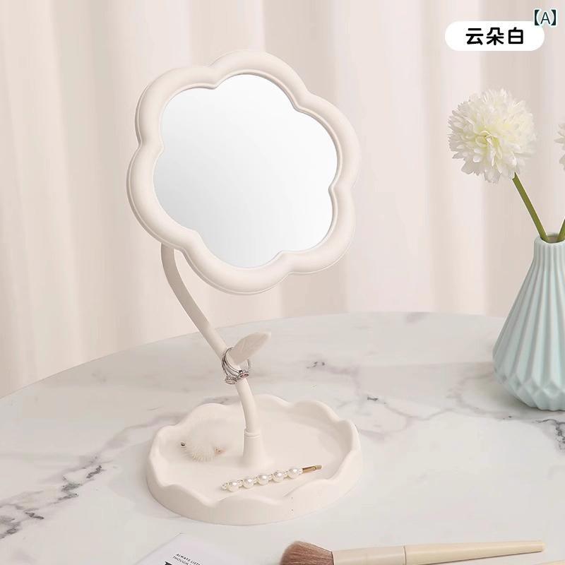 子供用 観察ミラー フラワー メイクアップミラー ガール ハート デスク トップ 女性 ドレッシング テー..