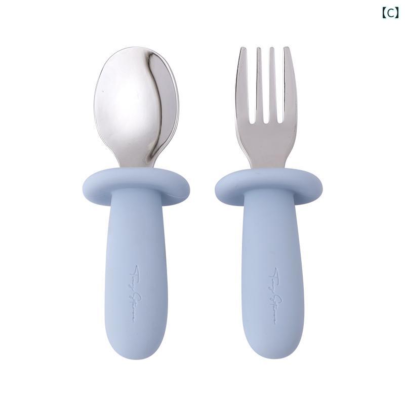 フードスプーン 赤ちゃん tinystarse 幼児用 プラチナ シリコン 316 ステンレス スチール 栄養 補助 食品 フォーク スプーン blw 自立 食 laonschoise-11102947 LAONsChoice サンプル画像3