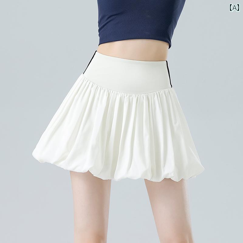 スポーツスカート レディース スポーツ 花の つぼみ スカート レディース 短い プチ ハイウエスト 夏 ..