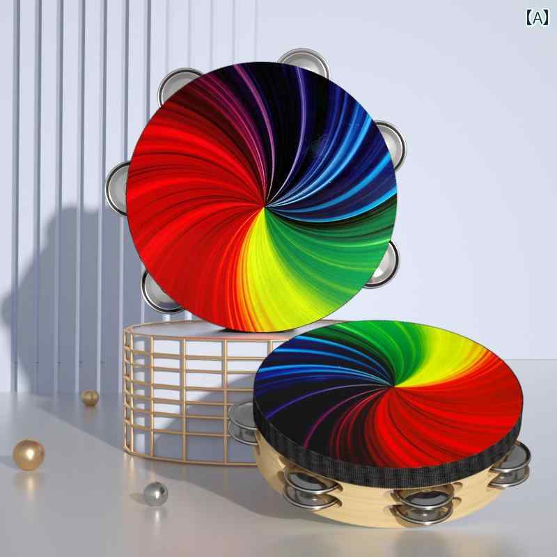 タンバリン オルフ 打楽器 8インチ 複 列 レインボー タンバリン レーザー ハンドドラム ダンス 子供用