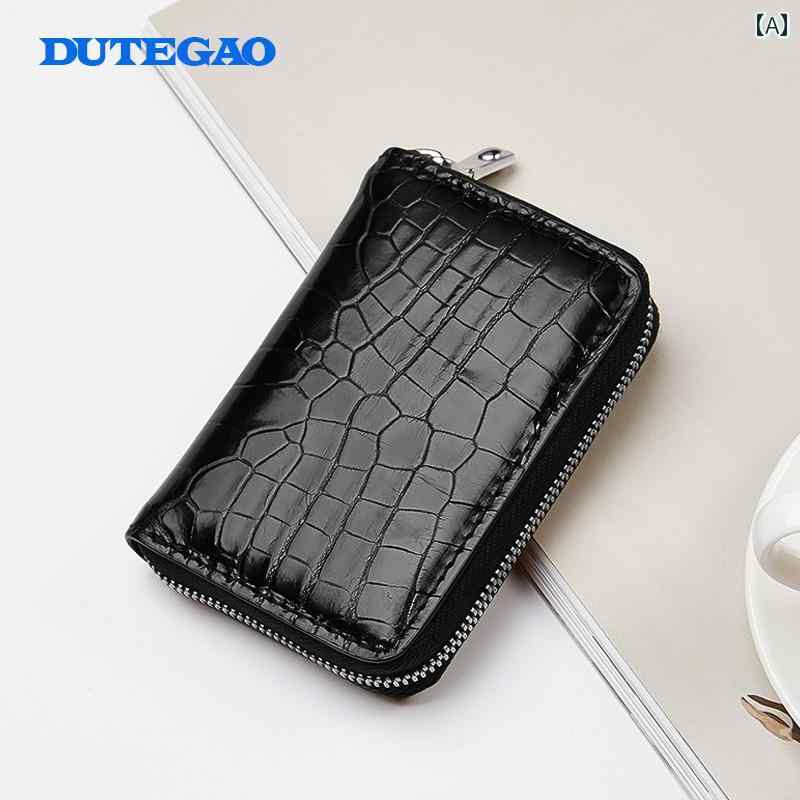 薄型 小型 カードホルダー クロコダイル レザー カードホルダー メンズ 革 ファッション大容量 マルチ カードスロット カードホルダー小銭入れ 一 体型 小型 財布