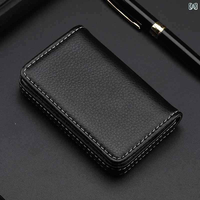 薄型 小型 カードホルダー ビジネス シンプル 名刺 入れ メンズ 高級 ファッション プッシュ 式 ケース レディース大容量 バッグ カード ボックス 収納 ポータブル PU イミテーション レザー シェル 仕上げ