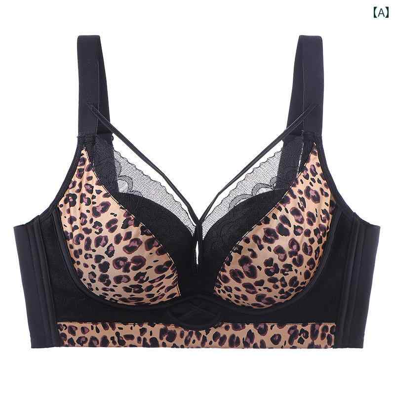 ヒョウ柄 下着 ランジェリー 小さい 胸を 持つ レディース ヒョウ 柄の 下着 厚手 ギャザー サイド ブ..