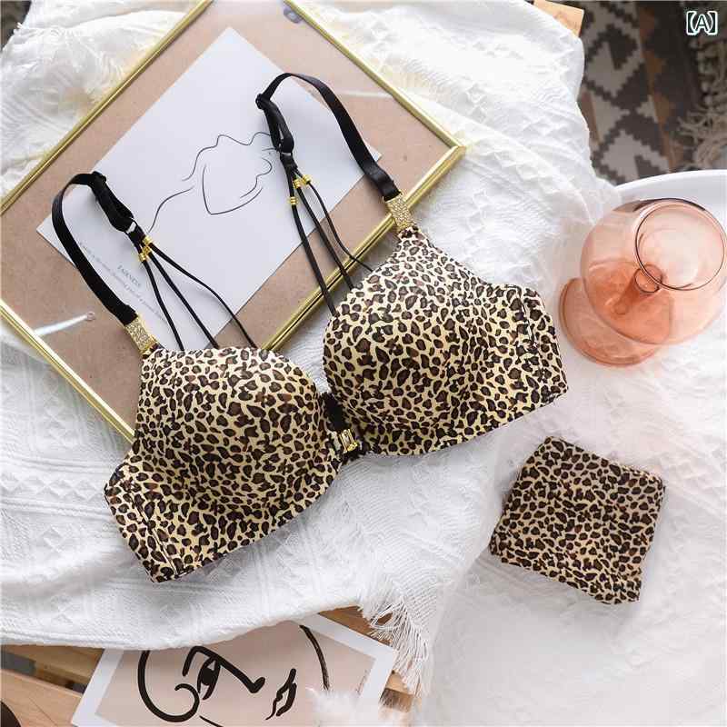 ヒョウ柄 下着 ランジェリー DK 魅惑的 ヒョウ 柄 ブラセットは 小さい 胸元を 包み込み 美しい 背中を..