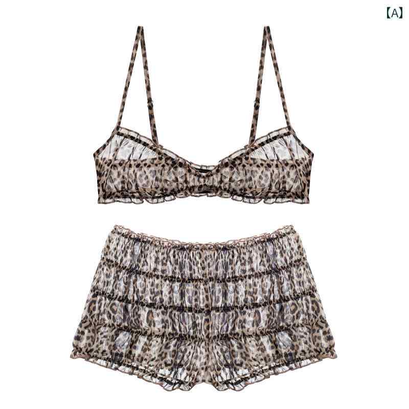 ヒョウ柄 下着 ランジェリー ヒョウキ リング ～ 美しくて クールな レースの ヒョウ 柄ノー ワイヤー ..