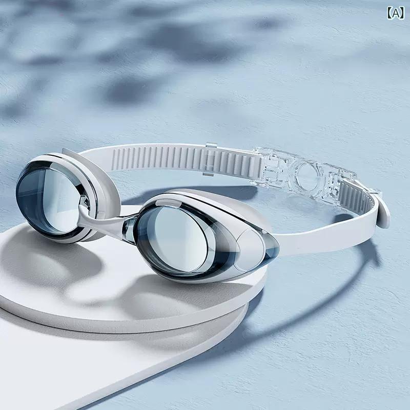 スイミングゴーグル 小さい フレームの スイミング ゴーグル HD 防水 防 曇 近視 ロゴなし 大人 子供 メンズ レディースの キャップ セット