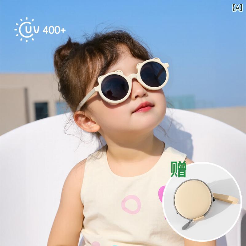 子供用サングラス 女の子用 サングラス 子供用 折りたたみ メガネ クマ型 ベビー 男の子用 夏用 紫外線 カット
