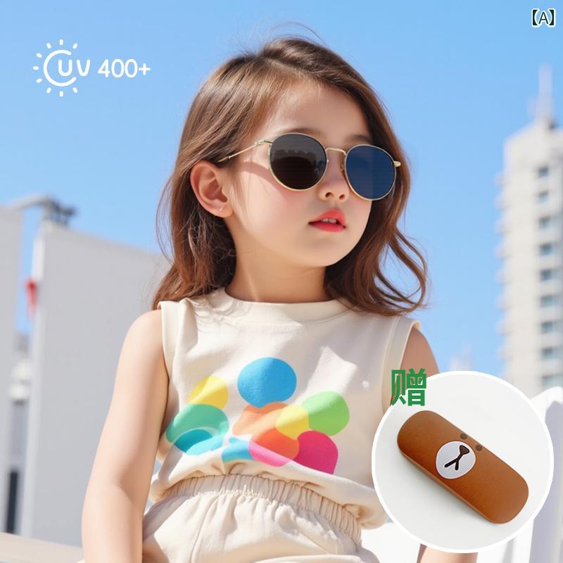 子供用サングラス 子供用 サングラス レトロ ガールズサングラス メタルフレーム ベビー グラス 紫外線 カット ボーイズ サンバイザー