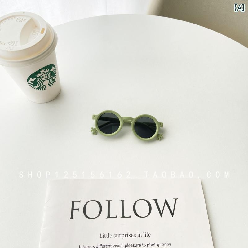 子供用サングラス ベビー サングラス 幼児用 夏用 UV カット ソフト レッグ ラウンド フレーム シリコン製(4)