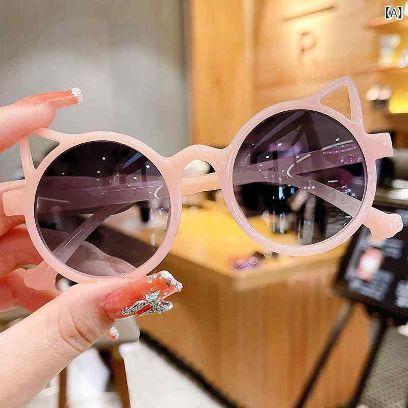 子供用サングラス 赤ちゃん用の 子供用 サングラス 男の子と 女の子用の かわいい 子猫の 耳型 紫外線 防止 メガネ