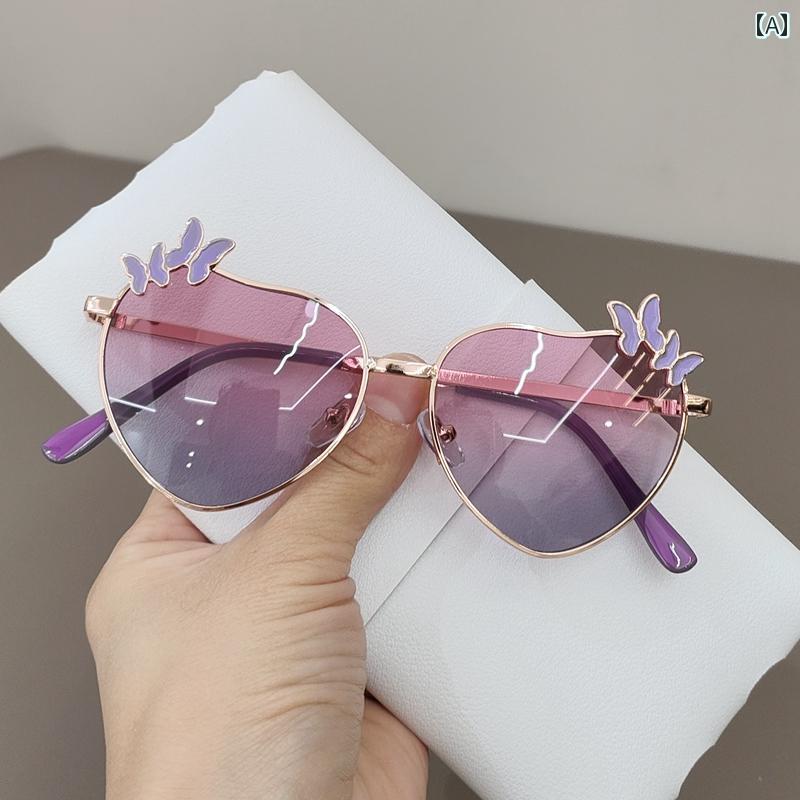 子供用サングラス 女の子用 サングラス スタイリッシュな 子供用 日焼け防止 かわいい 蝶の プリンセス 凹型 メガネ