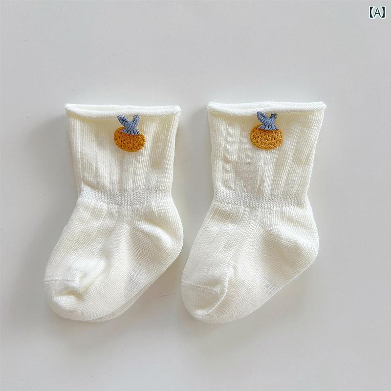 ベビーソックス 新生児用 ソックス 春秋冬用 綿 幼児用 胎児用 骨なし 足なし 0 ～ 3ヶ月 ベビー用 ホワイト ミドル