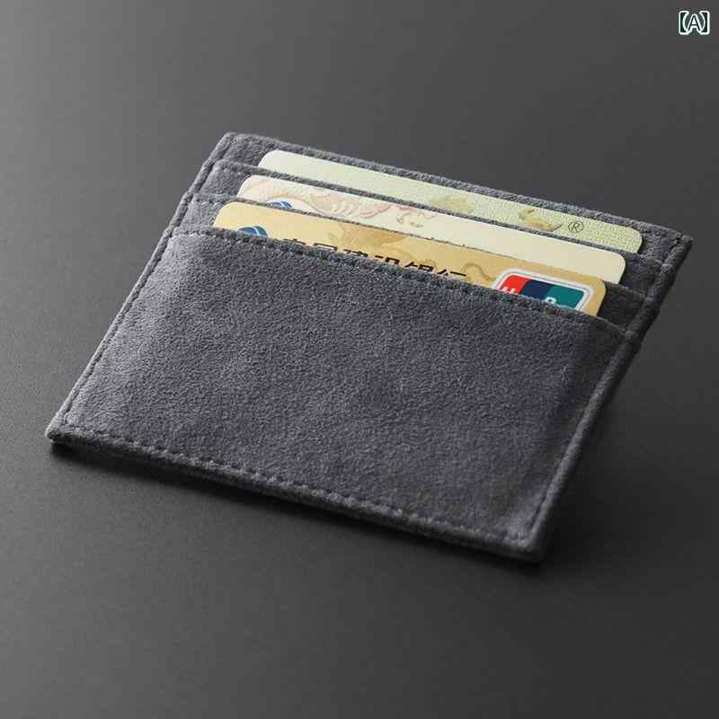 薄型 小型 カードホルダー シンプル カードホルダー メンズ スエード 銀行 カード 精巧 バッグ レディ..