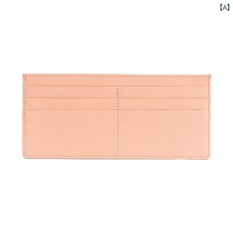 薄型 小型 カードホルダー の ソフトレザー カードホルダー ウォレット 一 体型 ロング レディース 薄型 牛革 グレーン大容量 マルチ カードスロット ID 収納 バッグ