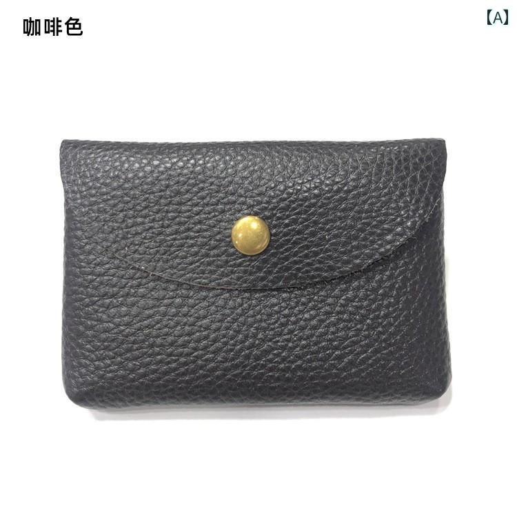 薄型 小型 カードホルダー 革 コインケース カードホルダー ID バッグ 名刺 入れ第一層 牛革 隠し バッ..