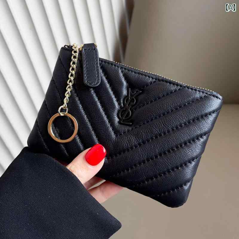 薄型 小型 カードホルダー 革 ファスナー小 財布 薄型 多機能 キー バッグ 楊 林 高級第一層 牛革 ソフトレザー チェンジ