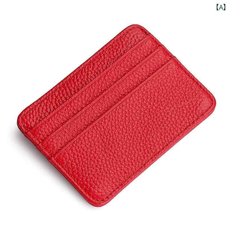 薄型 小型 カードホルダー 複数の カードスロットを 備えた 薄型 革 カードホルダー シンプルで コンパ..