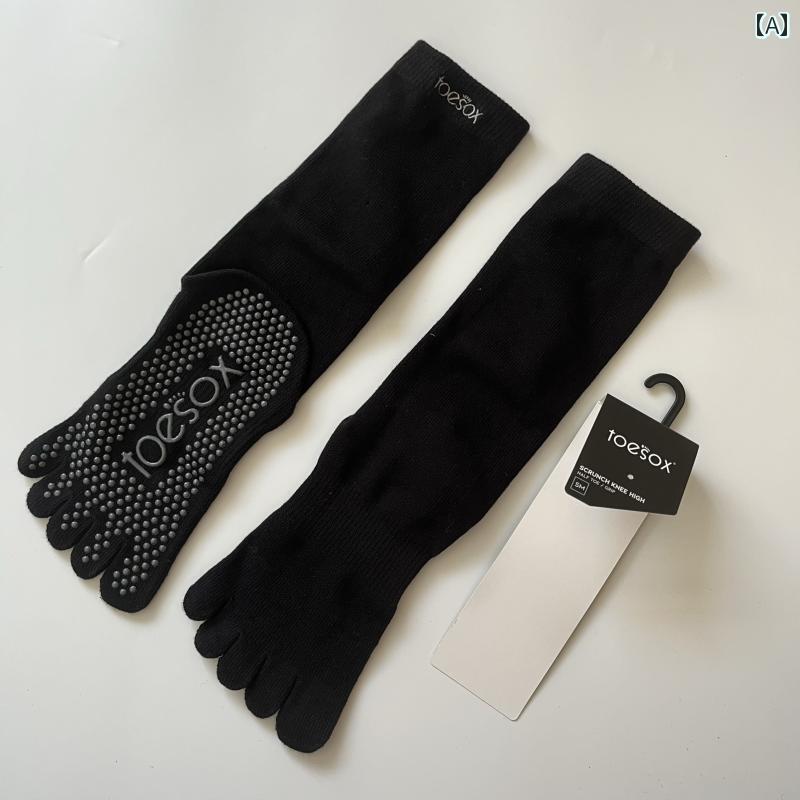 ヨガソックス オール シーズンにお すすめ ロング チューブ ヨガ ダンス 滑り止め 耐摩耗 粒 状 5本 指..