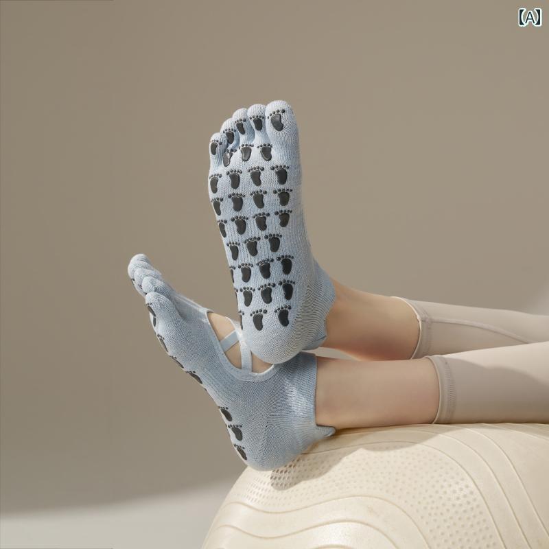 ヨガソックス 夏の 室内 スポーツ ヨガ ソックス 滑り止め プロ 女性用 ピラティス スペシャル 5本 指 つま先 スプリット トレーニング 薄手