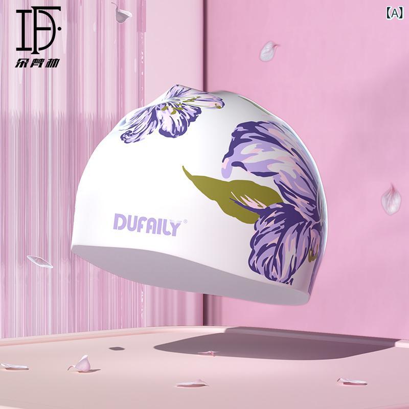 スイムキャップ 長髪の 女性用 水泳 帽 防水 高 価値 プリント 頭囲が 大きく 頭が 締め付けられにくい 2025年 新型 シリコン