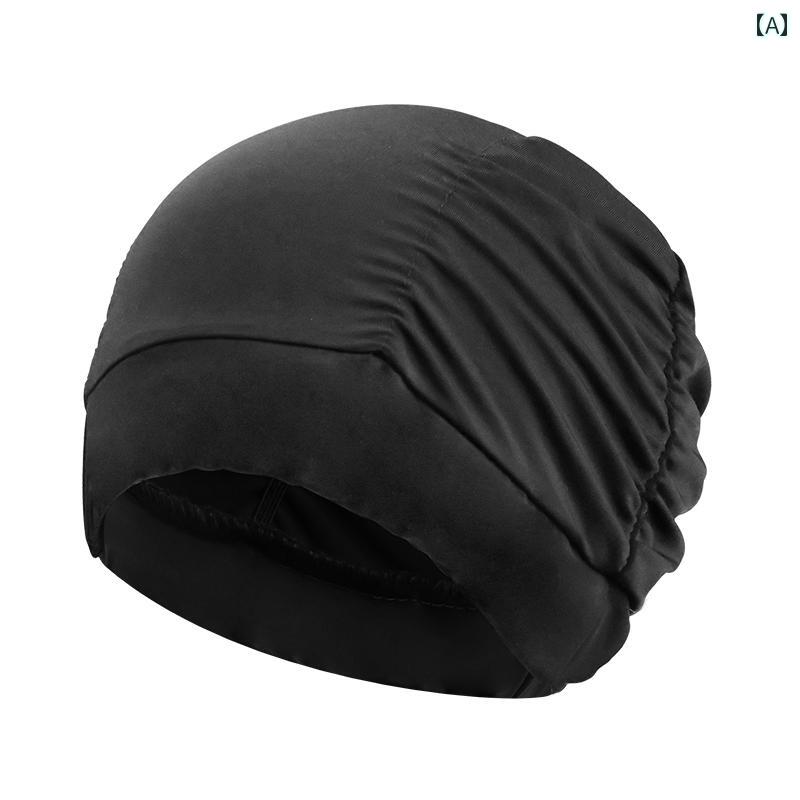 スイムキャップ スイミング キャップ プリーツ 布 レディース キャップは 頭を 圧迫 しません 長い 髪の 女性 大人 温泉 プール