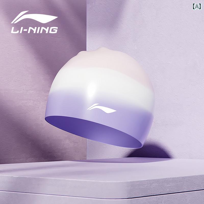 スイムキャップ Li Ning スイミング キャップ レディース シリコン ロング ヘア 拡大 防水 ヘッド ファ..