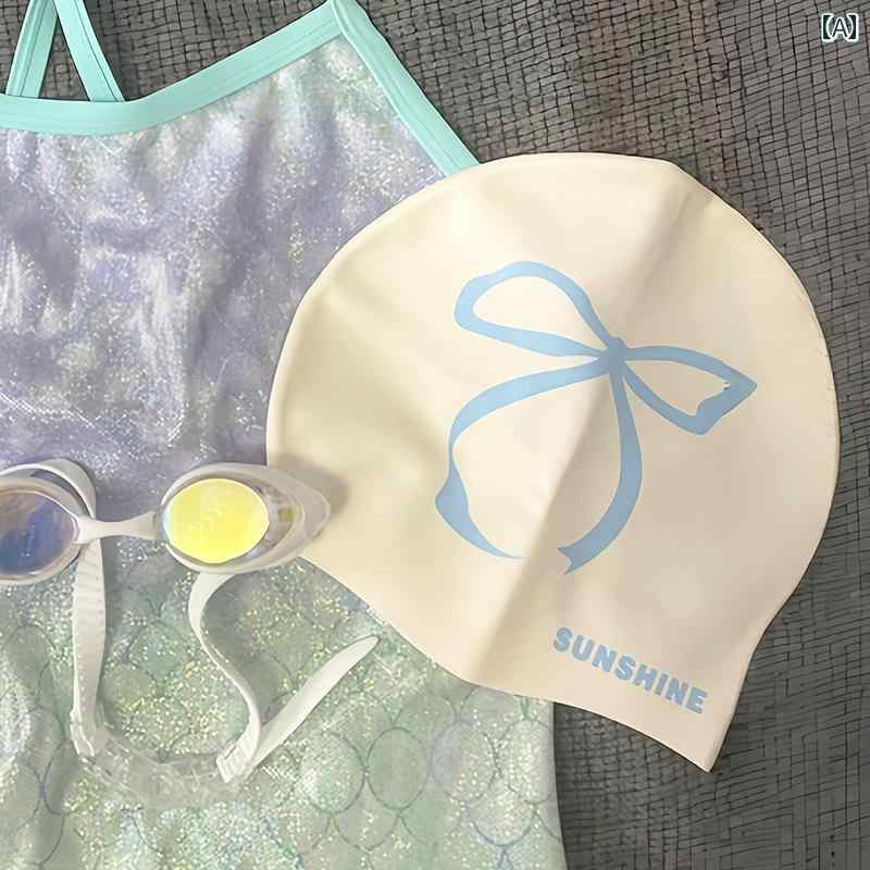 スイムキャップ 長い 髪の レディース 弓型 プロ スイミング キャップ 防水 シリコン 大きい 頭囲 挟まない 高 弾性 耳 保護