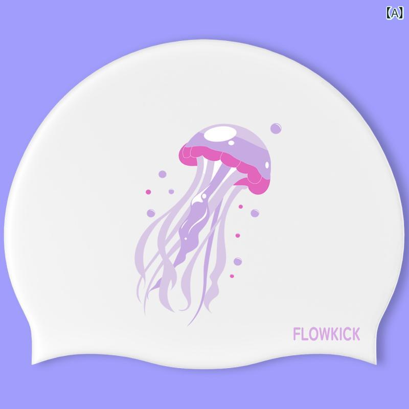 スイムキャップ 大きくて 快適 耳を 保護 する 防水 水泳 帽 両面 かわいい 猫 ロング ヘア 大きい 頭..